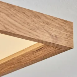 Plafonnier Longvic LED Brun, Couleur bois, Noir, 1 lumière