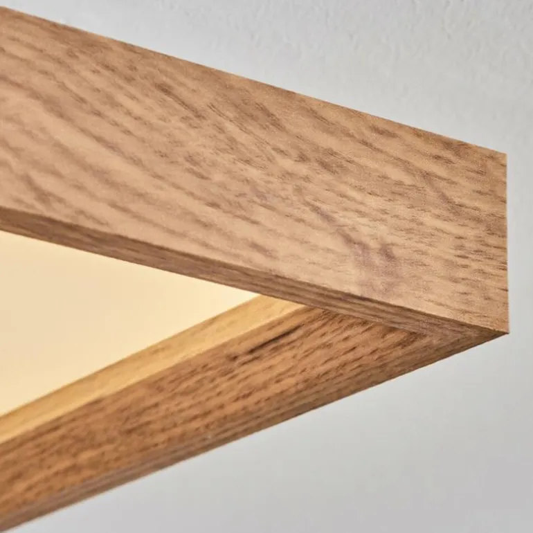 Plafonnier Longvic LED Brun, Couleur bois, Noir, 1 lumière