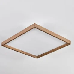 Plafonnier Longvic LED Brun, Couleur bois, Noir, 1 lumière