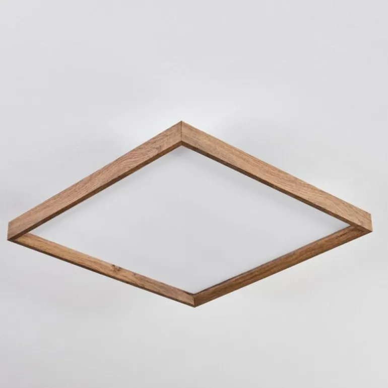 Plafonnier Longvic LED Brun, Couleur bois, Noir, 1 lumière