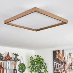 Plafonnier Longvic LED Brun, Couleur bois, Noir, 1 lumière