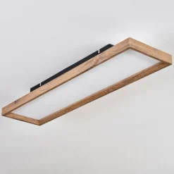 Plafonnier Longvic LED Brun, Couleur bois, Noir, 1 lumière, Télécommandes
