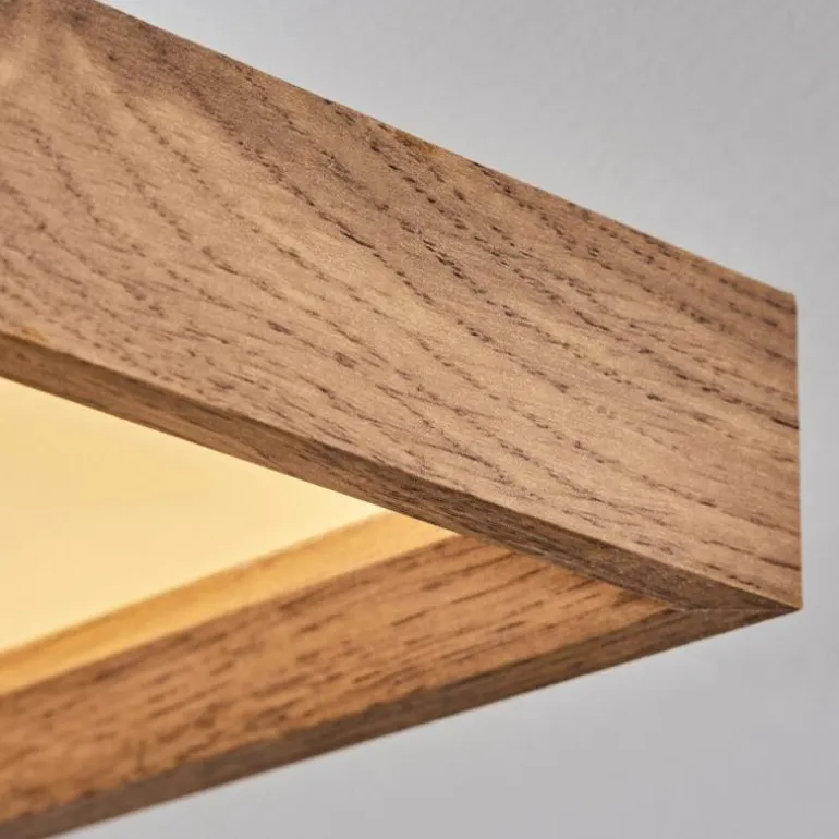 Plafonnier Longvic LED Brun, Couleur bois, Noir, 1 lumière