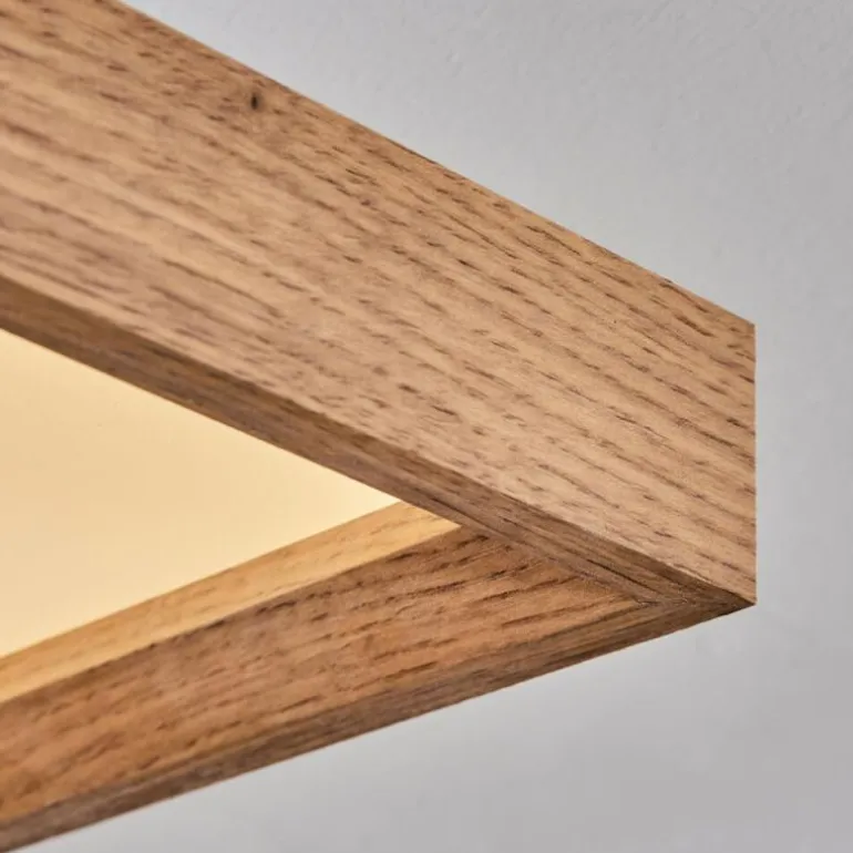 Plafonnier Longvic LED Brun, Couleur bois, Noir, 1 lumière