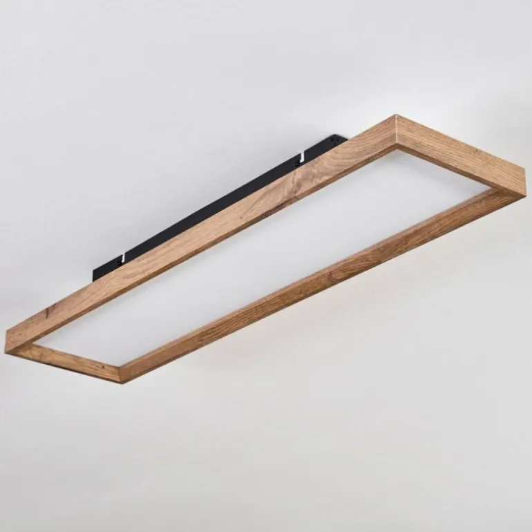 Plafonnier Longvic LED Brun, Couleur bois, Noir, 1 lumière