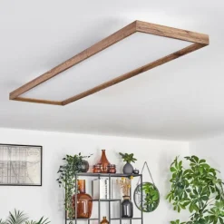 Plafonnier Longvic LED Couleur bois, Noir, 1 lumière