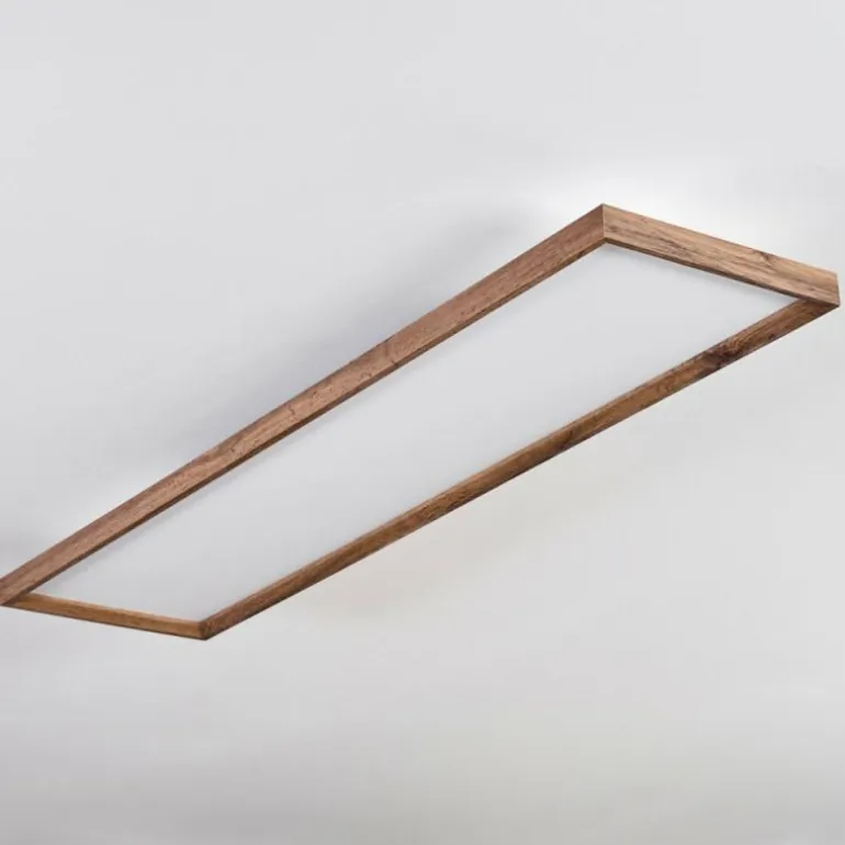 Plafonnier Longvic LED Couleur bois, Noir, 1 lumière, Télécommandes