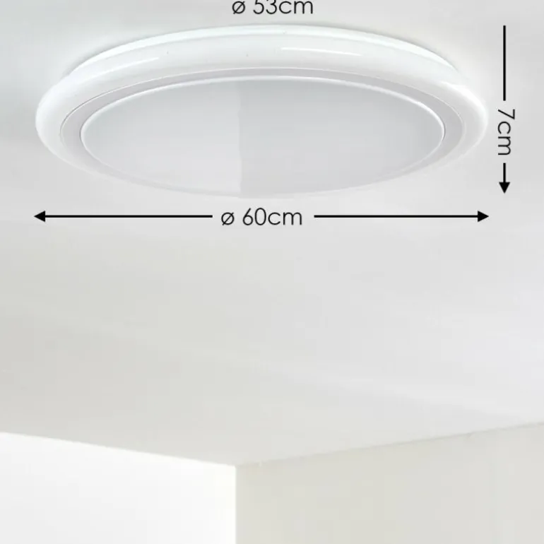 Plafonnier Lowell LED Blanc, 2 lumières, Télécommandes, Changeur de couleurs