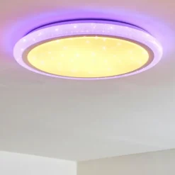 Plafonnier Lowell LED Blanc, 2 lumières, Télécommandes, Changeur de couleurs