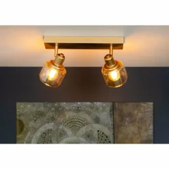 Plafonnier Lucide BJORN Or, Laiton, 2 lumières