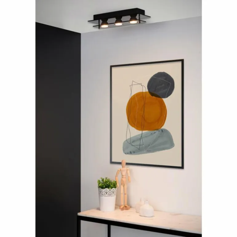 Plafonnier Lucide OKNO Noir, 3 lumières