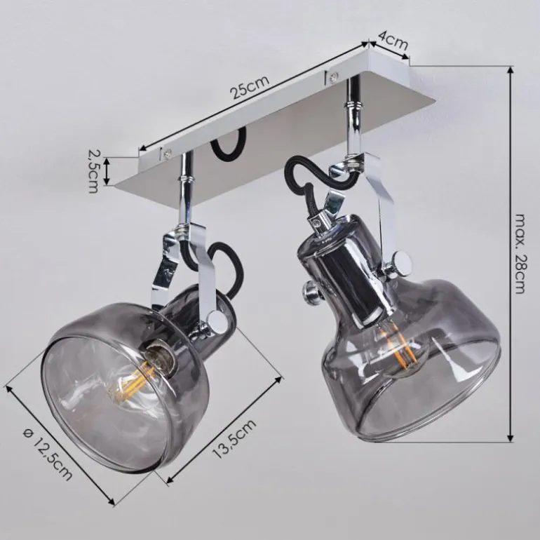 Plafonnier Lulea Chrome, 2 lumières
