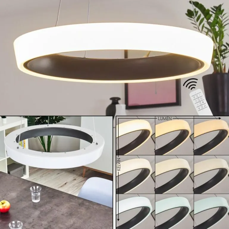 Plafonnier Mackay LED Anthracite, Blanc, 1 lumière, Télécommandes