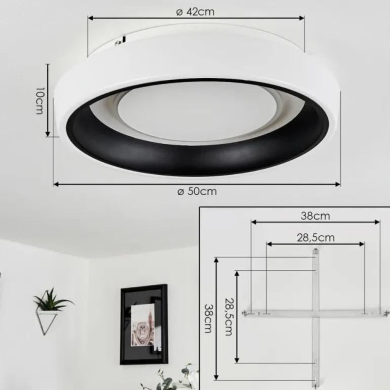 Plafonnier Mackay LED Blanc, 1 lumière, Télécommandes