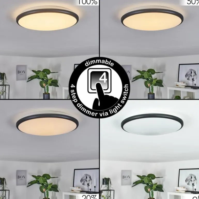 Plafonnier Magdala LED Noir, Blanc, 1 lumière