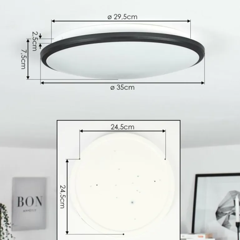 Plafonnier Magdala LED Noir, Blanc, 1 lumière
