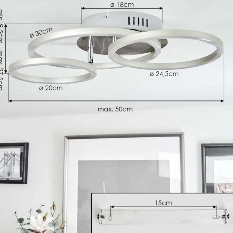 Plafonnier Malanje LED Nickel mat, 3 lumières