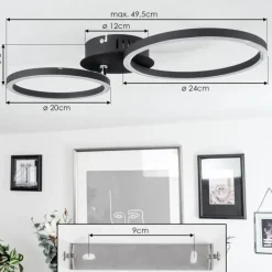 Plafonnier Malanje LED Noir, 2 lumières