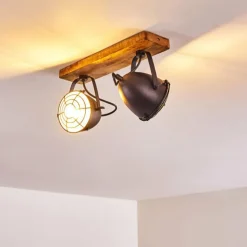 Plafonnier Malix Brun, Noir, 2 lumières