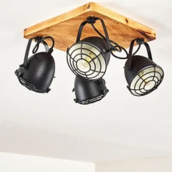 Plafonnier Malix Brun, Noir, 4 lumières