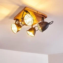 Plafonnier Malix Brun, Noir, 4 lumières