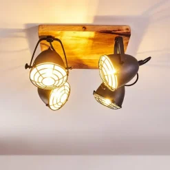 Plafonnier Malix Brun, Noir, 4 lumières
