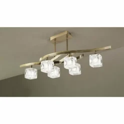 Plafonnier Mantra Cuadrax Laiton, 6 lumières