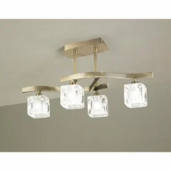 Plafonnier Mantra Cuadrax Laiton, 4 lumières