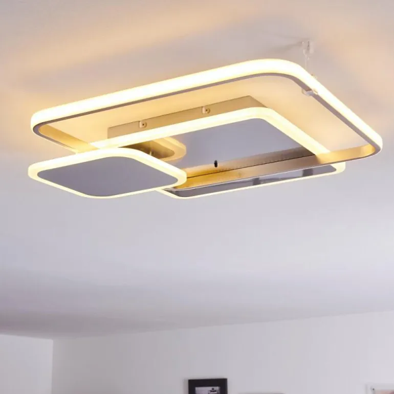 Plafonnier Manzanales LED Chrome, 1 lumière, Télécommandes