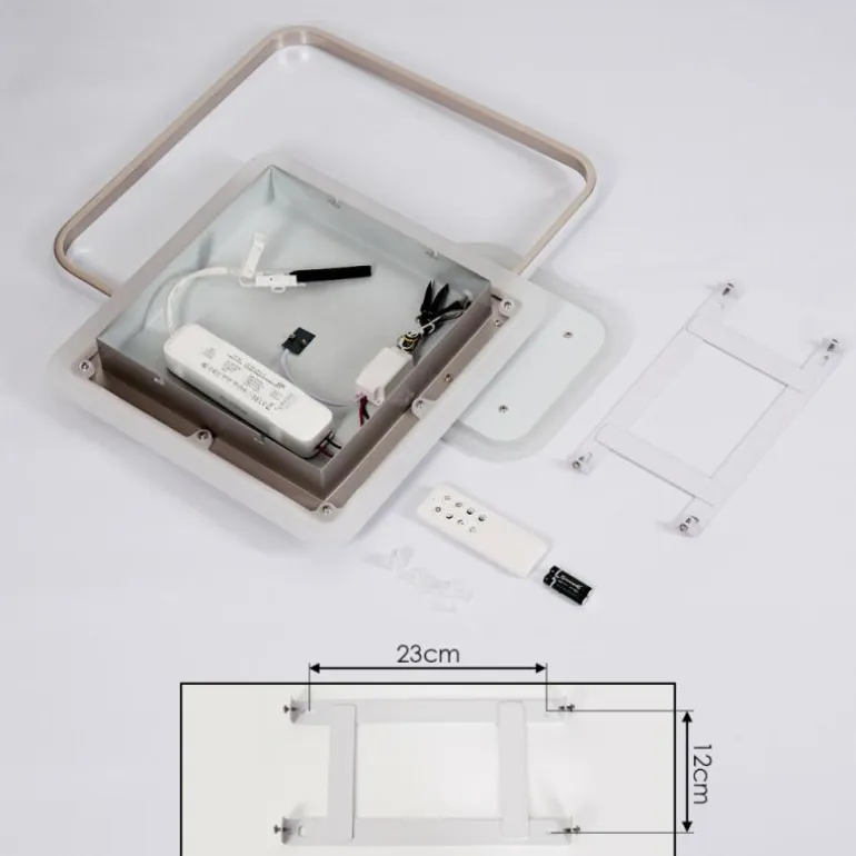 Plafonnier Manzanales LED Chrome, 1 lumière, Télécommandes