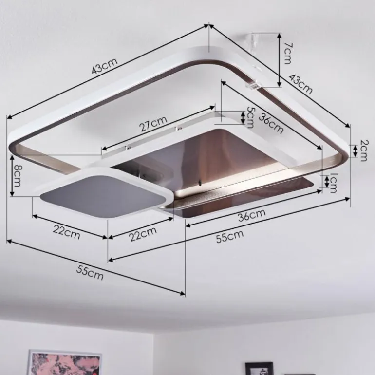 Plafonnier Manzanales LED Chrome, 1 lumière, Télécommandes