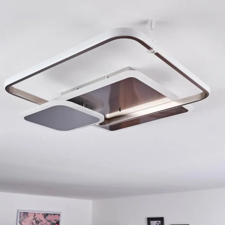 Plafonnier Manzanales LED Chrome, 1 lumière, Télécommandes