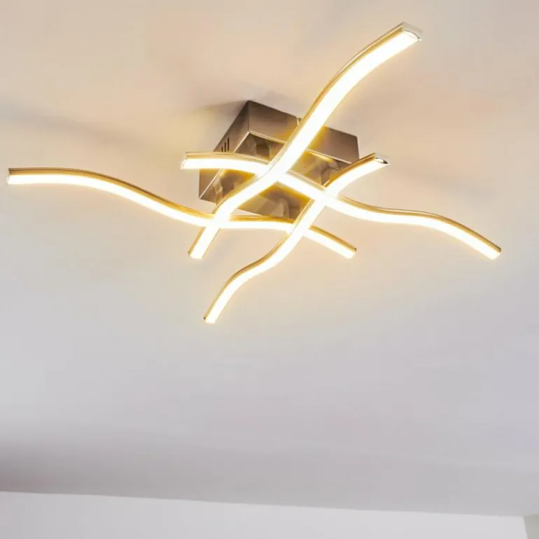 Plafonnier Mapleton LED Nickel mat, 4 lumières