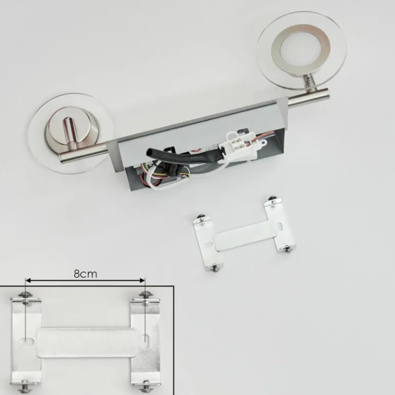 Plafonnier Marsen LED Chrome, Nickel mat, 2 lumières, Télécommandes, Changeur de couleurs