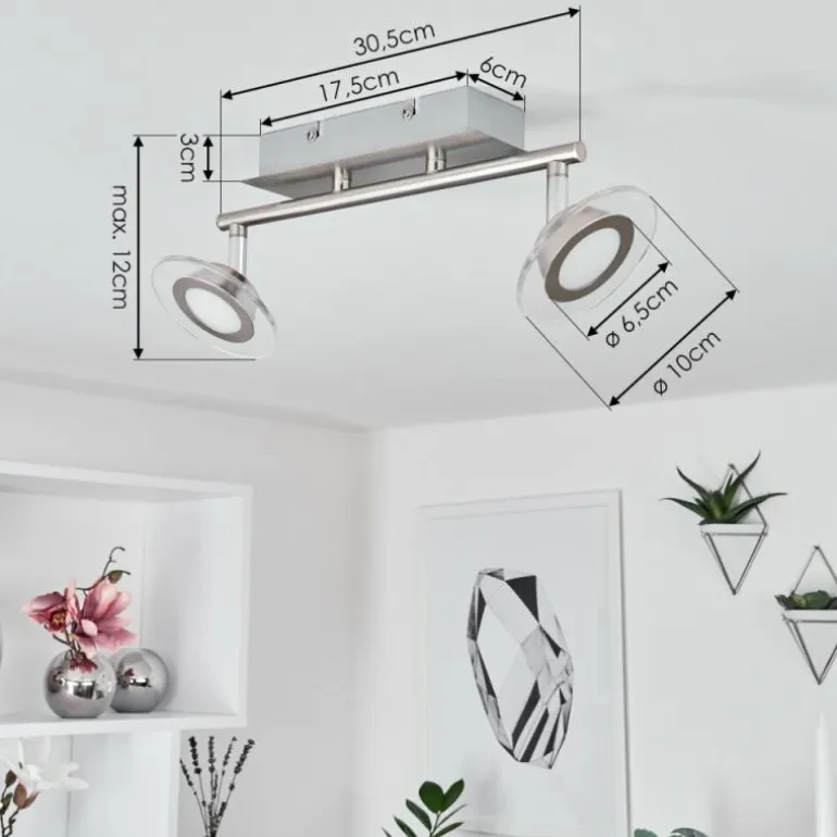Plafonnier Marsen LED Nickel mat, 2 lumières, Télécommandes, Changeur de couleurs