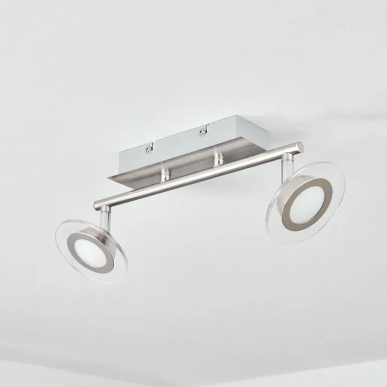 Plafonnier Marsen LED Nickel mat, 2 lumières, Télécommandes, Changeur de couleurs
