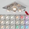 Plafonnier Marsen LED Nickel mat, 4 lumières, Télécommandes, Changeur de couleurs