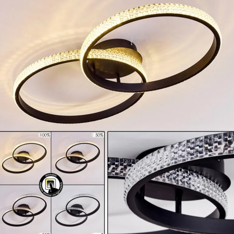 Plafonnier Melosa LED Noir, Blanc, 1 lumière