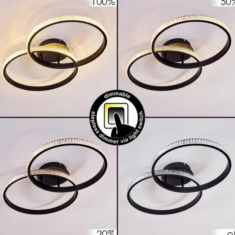 Plafonnier Melosa LED Noir, Blanc, 1 lumière