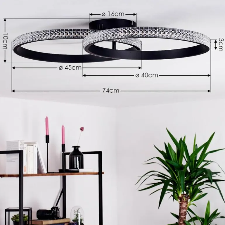 Plafonnier Melosa LED Noir, Blanc, 1 lumière