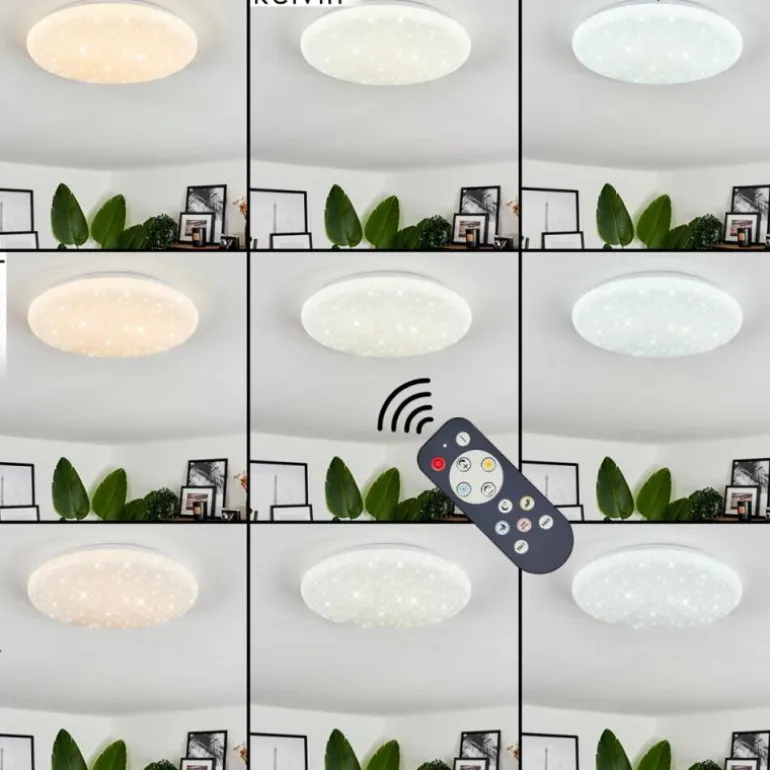 Plafonnier Melres LED Blanc, 1 lumière, Télécommandes