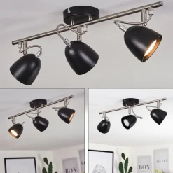 Plafonnier Moesdorf Nickel mat, Noir, 3 lumières