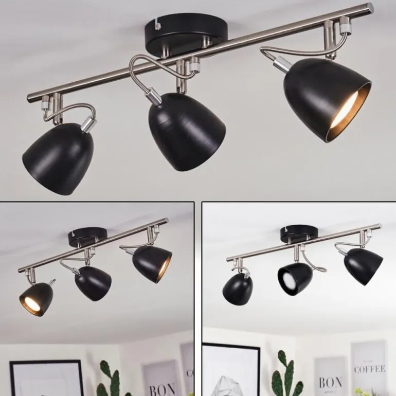 Plafonnier Moesdorf Nickel mat, Noir, 3 lumières