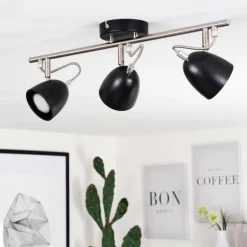 Plafonnier Moesdorf Nickel mat, Noir, 3 lumières