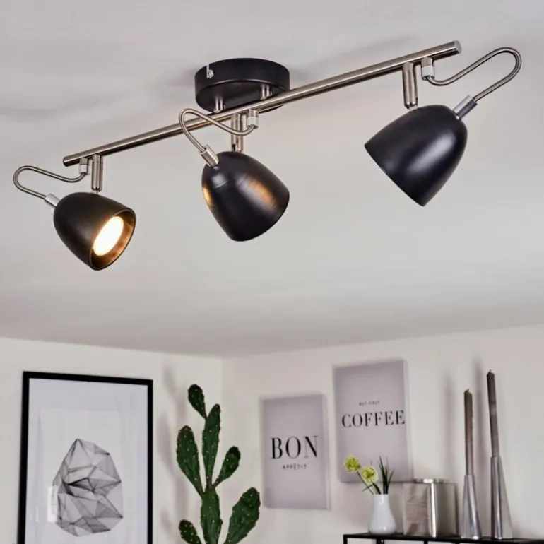 Plafonnier Moesdorf Nickel mat, Noir, 3 lumières