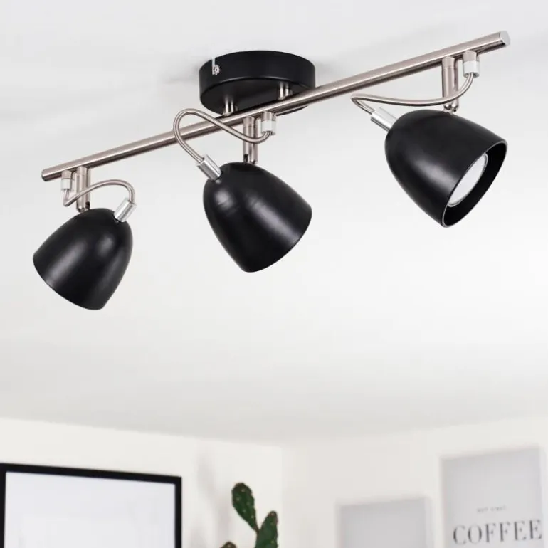 Plafonnier Moesdorf Nickel mat, Noir, 3 lumières