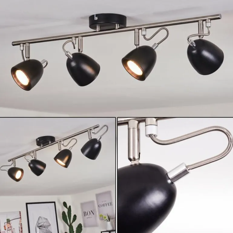 Plafonnier Moesdorf Nickel mat, Noir, 4 lumières