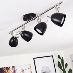Plafonnier Moesdorf Nickel mat, Noir, 4 lumières