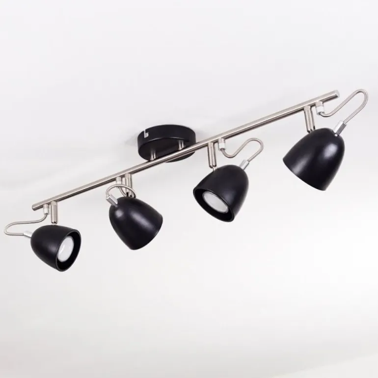 Plafonnier Moesdorf Nickel mat, Noir, 4 lumières
