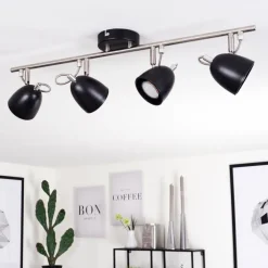 Plafonnier Moesdorf Nickel mat, Noir, 4 lumières